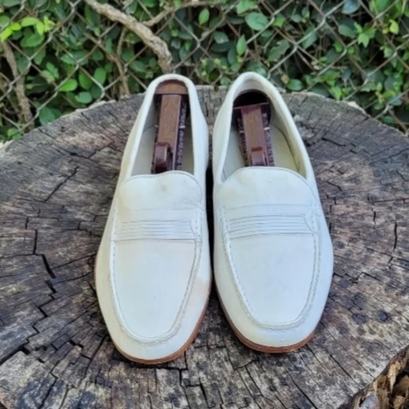 70s Vintage Slip On Loafers By Bostonian/ White Genuine Leather Loafers Size 7.5 Loafers 1970s Vintage Shoes for Men for sale - eBay main image 2